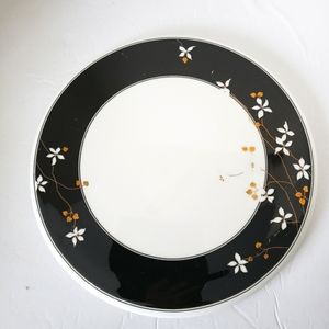 Mikasa Cheese Plate Black and White Floral Porcelain